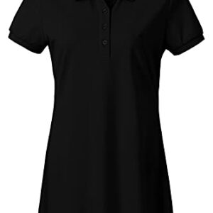 AjezMax Vestido Polo Mujer Camiseta Mangas Cortas Verano Algodón Tennis Golf Deportes Dress Negro M