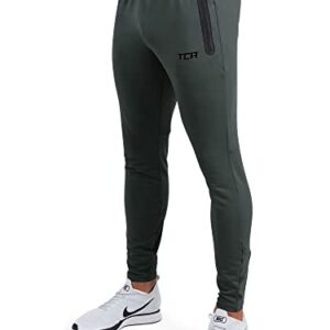 TCA Pantalón de Entrenamiento con Tecnología de Secado Rápido con Bolsillos con Cremallera para Hombre - Verde Oscuro, XXL