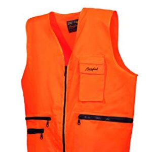 BENISPORT Chaleco Naranja fluoresente Basic Line - Chaleco de Alta Visibilidad para Caza - Bolsillo portablas (Talla 2XL)