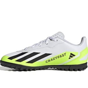 adidas X Crazyfast.4 TF J, Football Shoes (Turf), Blanco (FTWR White/Core Black/Lucid Lemon), 36 EU