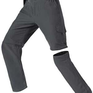 Mesing Pantalones Trekking Hombre Impermeables Pantalones de Trabajo Convertible Cortos Montaña Senderismo Alpinismo Ligero Secado Rápido Transpirable Aire Libre KZ2755M-DarkGrey-XL