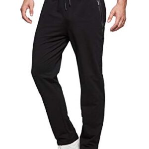 Tansozer Pantalon Chandal Hombre Algodon Jogger Pantalon Deporte Hombre Jogging Pantalon Running Deportivo Hombre Slim Fit Sweatpants con Bolsillos de Cremallera Negro S