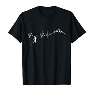Escalada de alpinismo, latido cardíaco, montañas, escalada. Camiseta