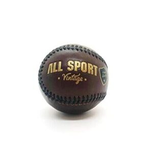 All Sport Vintage – Pelota de béisbol – Marrón Vintage – Piel de Vacuno – Cosida a Mano – O 22cm- Marca Francesa.