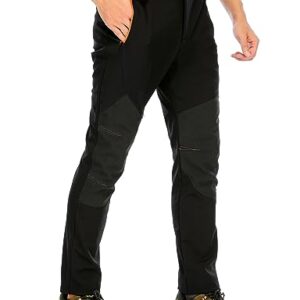 BenBoy Hombre Trekking Pantalones de Nieve Impermeables Softshell Montaña Pantalones Invierno Calentar Escalada Senderismo Esquiar Aire Libre KZ3028M-Black-L
