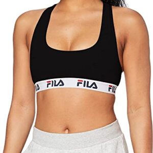 FILA Sujetador Deportivo Mujer algodón, Top Deportivo Mujer, sin armazón, Negro, M