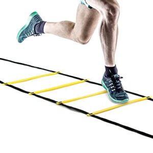 QWORK Escalera de voordinación Escalera de Agilidad - 6 Metros 12 Peldaños - para Entrenamiento de fútbol/Hockey/Baloncesto - con Bolsa de Almacenamiento