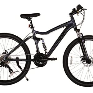 Bounty Bicicleta de montaña con suspensión total - Cambio Shimano 18 velocidades, horquillas de suspensión Zoom, frenos de disco, llantas de aleación ligera - Bicicletas para hombre