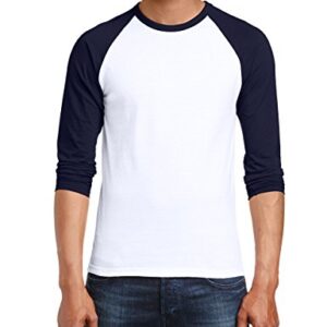 Fotl Long Sleeve Baseball tee Camisa, Multicoloured (White/Navy), L para Hombre
