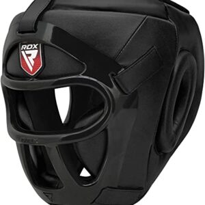 RDX Cascos Boxeo MMA Kick Boxing Entrenamiento, Maya Hide Cuero Headgear con Rejilla Facial Extraíble, Profesional Casco Protector para Muay Thai Sparring Grappling Taekwondo Karate, Hombre Mujere