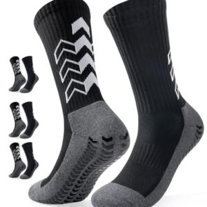 TANSTC Calcetines Deporte Running Ciclismo Hombre, Antiampollas Calcetines Antideslizantes Futbol, Navidad Cumpleaños Regalo, Medias Meias Futbol Para Pilates Atlético Hockey Escalada, Negro 3 Pares