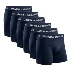 DANISH ENDURANCE 6 Pack Calzoncillos Hombre Bóxer de Algodón Elástico, Ropa Interior Ultrasuave, Azul Marino, L