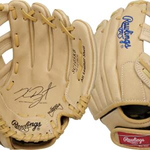 Rawlings Sure Catch Glove Series | T-Ball & Youth Guantes de béisbol | Lanzamiento a mano derecha | 10.5 pulgadas | Modelo Kris Bryant marrón