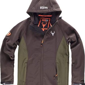 Work Team Cazadora workshell con 2 bolsillos laterales y un bolsillo en pecho, combinada, con capucha. HOMBRE Marron/Verde Caza M
