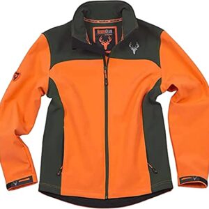 Work Team Cazadora workshell alta visibilidad, combinada, con 2 bolsillos laterales. HOMBRE Naranja AV/Verde Caza XL