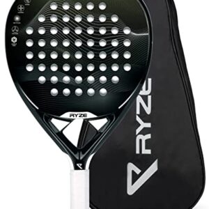 RYZE Pala de Padel 100% Fibra de Carbono - Máxima Potencia y Control - Raqueta de Padel Ligera y Duradera - Espuma EVA - Unisex Pala de Padel para Hombre y Mujer - Padel Raqueta con Funda Incluido