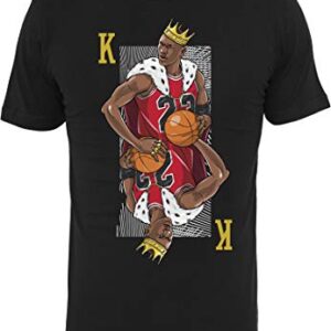 Mister Tee Basic-Shirt, Knopfleiste, Regular, Rundhalsausschnitt Camiseta, Negro (Estampado de Michael Jordan), Small para Hombre