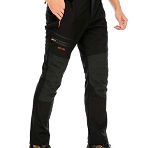 DAFENP Pantalones Trekking Hombre Impermeables Pantalones de Trabajo Termicos Montaña Senderismo Esqui Snowboard Invierno Polar Forrado Aire Libre KZ1662M-Black2-L