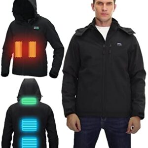JEMPET Chaqueta con Calefacción Hombre Chaquetas de Calefactables A Prueba de Viento Abrigo Gorro Calefactable de Invierno Chamarra para Caza Pesca Moto Esquí Camping