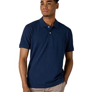 LAPASA Polo Manga Corta Hombre 100% Algodón de Piqué Estilo Clásico Relajado Camiseta Casual con Franja Negocio Golf Deporte Verano M19 L Azul Indigo