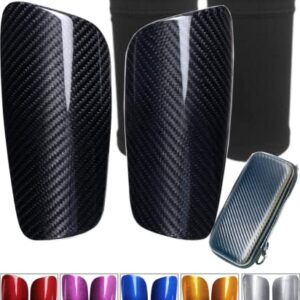 Espinilleras de Fútbol de Fibra de Carbono, con Estuche Portátil y Medias, Súper Fuerte y Ligero, Resistente a los Golpes, Permeable al Aire, Adecuado Tanto para Adultos como para Jóvenes y Niños
