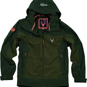 Work Team Chaqueta impermeable combinada, con 2 bolsillo laterales, con capucha. HOMBRE Verde Bosque+Verde Oliva XL