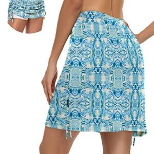 Soneven Falda Padel Mujer Deportivo Corto Faldas pantaló Tenis Mujer Skorts Verano Faldas Golf con Interior Shorts con Bolsillos y Minifalda con Cordón Ajustable Azul XL