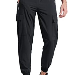 Libin Pantalones de Trekking Hombre Ligero Secado Rápido Senderismo Jogging Pantalones para Entrenamiento Atléticos Viajes Golf Casual Aire Libre, Negro M