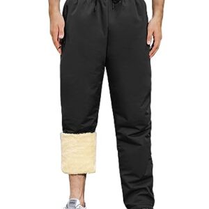 UMIPUBO Pantalones Chandal Hombres Invierno Fleece Pantalones Deportivos Impermeables Pantalones para Trekking Senderismo Esquí(Negro,L)