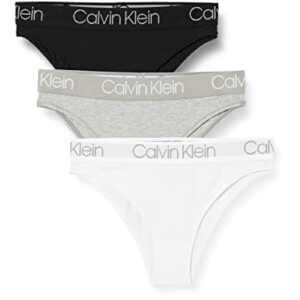 Calvin Klein 3Pk High Leg Tanga Ropa interior, Black/White/Grey Heather, M Mujer (Pack of 3)