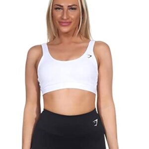 GYMSHARK Sujetador deportivo con cuello redondo para mujer, Blanco, L