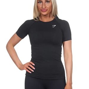 GYMSHARK Camiseta para mujer Vital Seamless 2.0, Negro , L