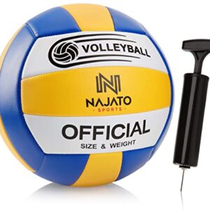 NAJATO Sports Pelota Voleibol - Balon Voleibol Incl. Bomba de Bola - Pelota voley Resistente para Exteriores e Interiores