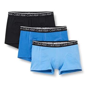 Calvin Klein Hombre Pack de 3 Bóxer Trunk, Azul (Black/Delft/Silver Lake Blue), L [Amazon Exclusive]