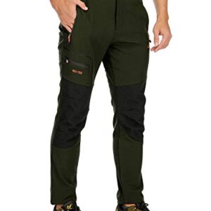 DAFENP Pantalones Trekking Hombre Impermeables Pantalones de Trabajo Termicos Montaña Senderismo Esqui Snowboard Invierno Polar Forrado Aire Libre KZ1662M-ArmyGreen1-S