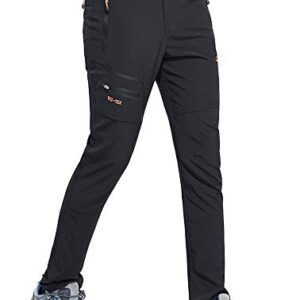 DAFENP Pantalones Trekking Hombre Impermeable Pantalones de Trabajo Montaña Senderismo Alpinismo Ligero Secado Rápido Transpirable Aire Libre KZ1605M-Black2-S